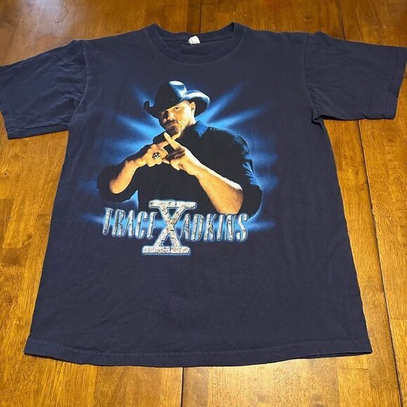 Trace Adkins Country Music 09 Tour Double Sided Tshirt Anvil Blue Bar Size Small - Picture 1 of 7